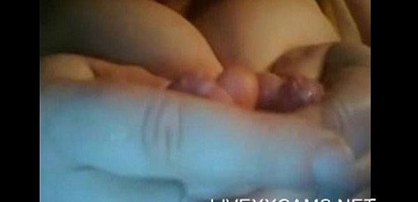  Lactating girl sucks big nipples, squirts face with milk